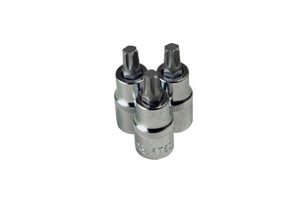 Bergen 3pc 1/2"Dr T45 Torx Star Male Bit Sockets TRX-Star 55mm Length B1190