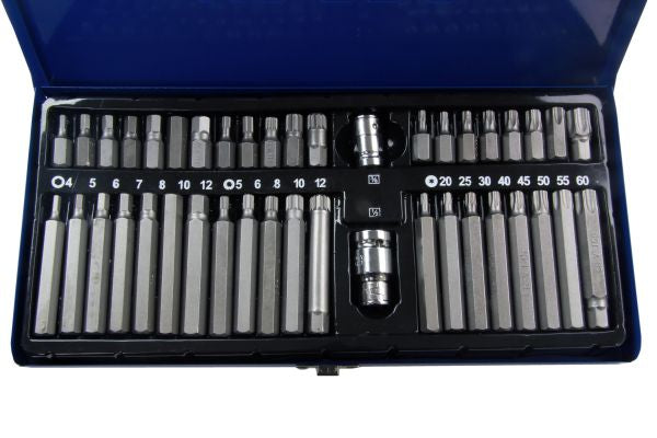 US PRO 42pc Bit Set, Hex, Allen, Torx, Star, Spline Sockets 3/8"-1/2"dr B1486