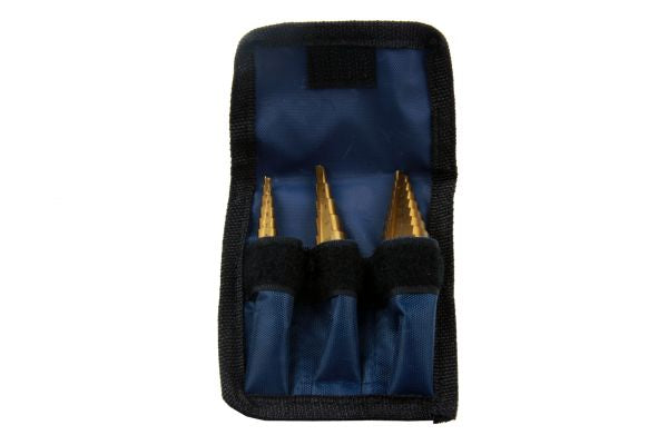 US PRO 3pc Titanium Coated HSS Step Drill Bit Set, Cone Drills B2603