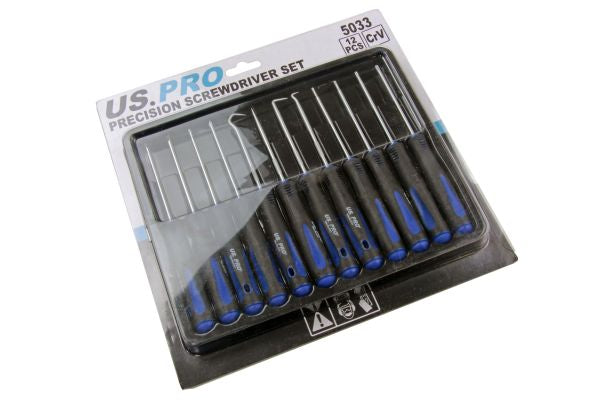 Bergen 12PC PRECISION SCREWDRIVER SET B5007 inc Hook, Torx Flat Slotted