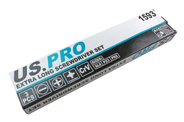 US PRO 3PC EXTRA LONG SCREWDRIVER SET 500MM B1509