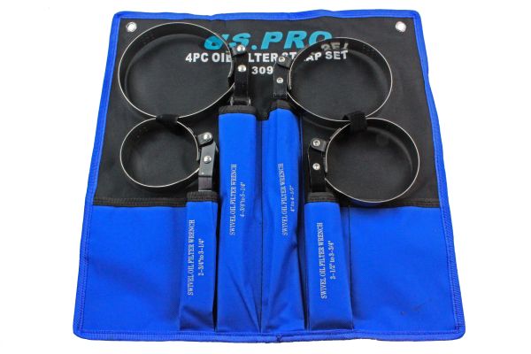US PRO 4pc Swivel Oil Filter Strap Band Set 2 3/4" to 5 1/4" B3099