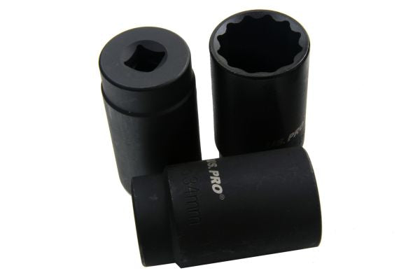 US PRO 5pc Deep Hub Nut Sockets Thin Wall Socket Set 12 point B1431 30, 32, 34, 35 and 36mm
