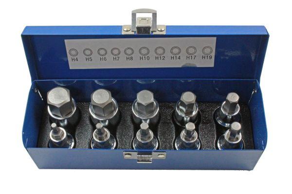 US Pro 10 piece 1/2 HEX ALLEN BIT SOCKET SET 1/2'' Drive 10pc B1695