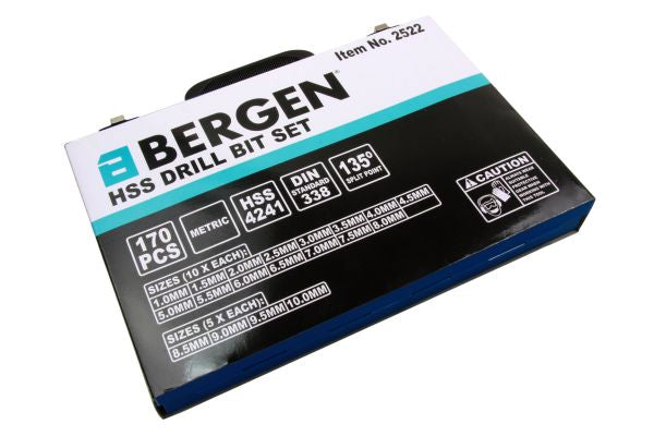 BERGEN 170pc HSS Twist Drill Set 1-10mm B2522