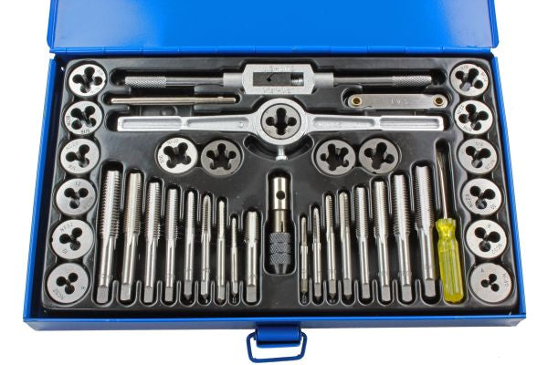 US Pro 40PC SAE TAP AND DIE SET AF 4-40 TO 1/8-27 SAE THREADS B2626