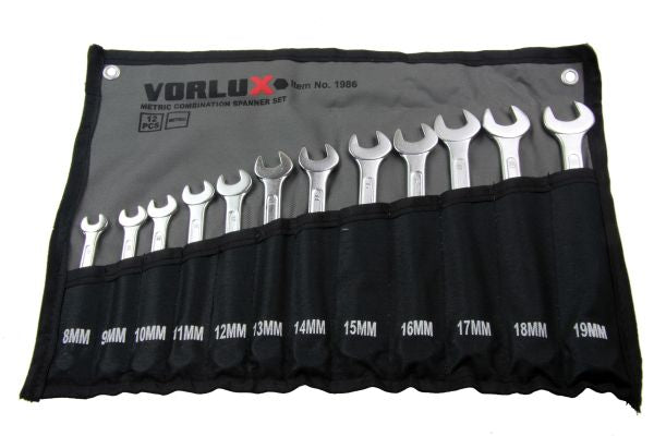 Vorlux 12pc Combination Spanner Set 8 - 19mm Ring and Open End B1986