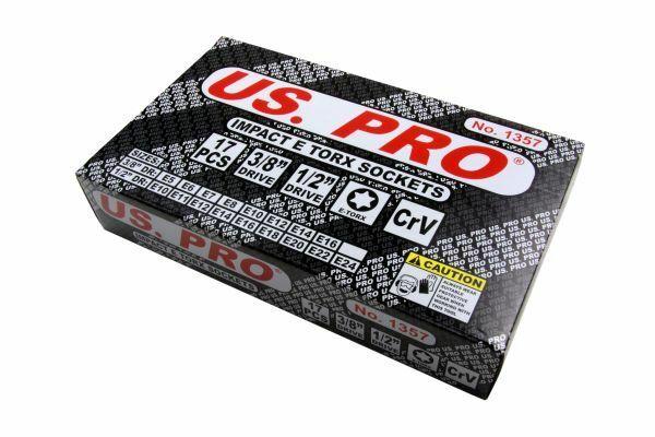 Us Pro 17PC 3/8'' 1/2'' DR IMPACT E-TORX EXTERNAL SOCKETS FEMALE B1357