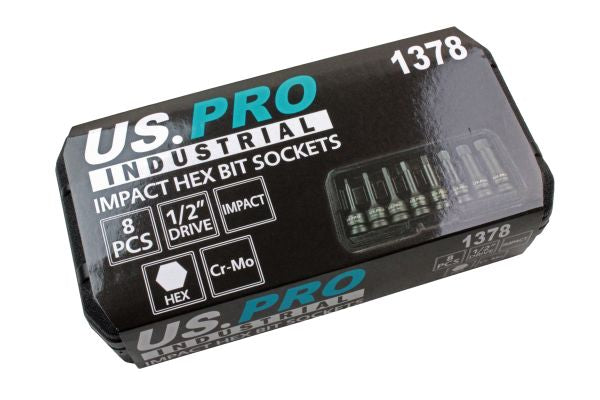 Us Pro by Bergen 8 pc 1/2'' Impact Hex Allen Socket Bits Metric MM B1305