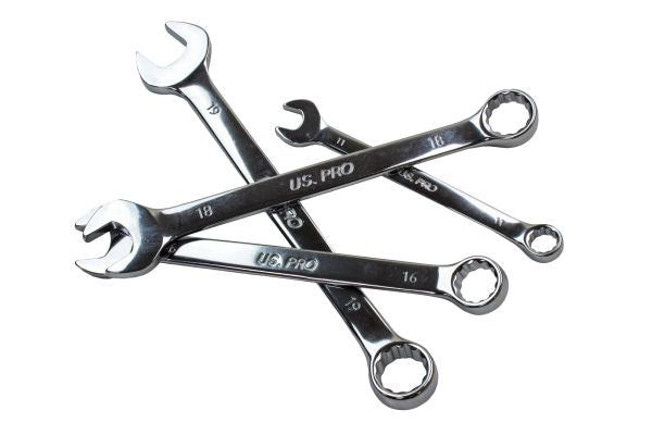 US Pro 12pc Combination Spanner Set Spanners Metric 8-19mm Wrenches Polished