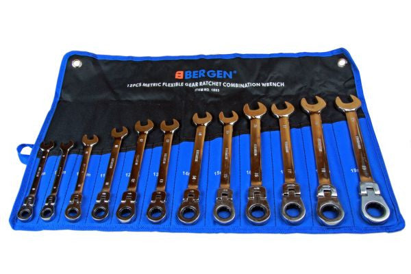 BERGEN 12pc Flexible Ratchet Wrench Spanner Set 8-19mm B1893