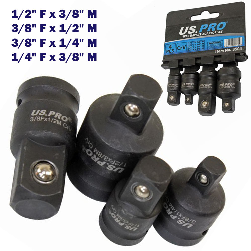 US Pro 4pc Impact Socket Adaptor Set Step Up Step Down  Reducers Converters Adapters
