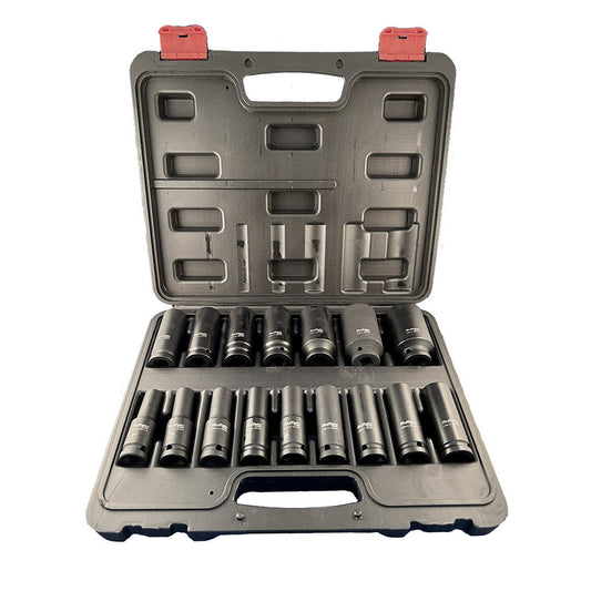 Buffalo Tools Impact Socket Set Deep 16pc 1/2 inch Metric 10mm to 32mm 6 point European Style