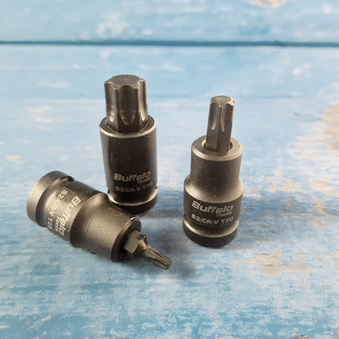 10pcs Impact Star Bit Socket Set 1/2'' Drive Torx TRX Star Sockets T20 T25 T27 T30 T40 T45 T50 T55 T60 T70