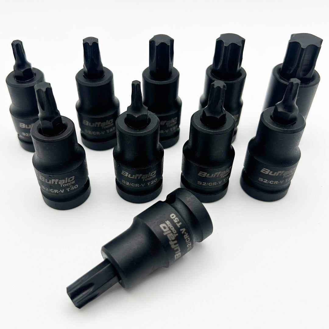 10pcs Impact Star Bit Socket Set 1/2'' Drive Torx TRX Star Sockets T20 T25 T27 T30 T40 T45 T50 T55 T60 T70
