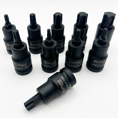 10pcs Impact Star Bit Socket Set 1/2'' Drive Torx TRX Star Sockets T20 T25 T27 T30 T40 T45 T50 T55 T60 T70
