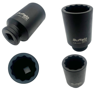 Buffalo Tools 36mm 1/2 inch Deep Impact Socket, Hub Nut, Flywheel 12 point Bi-Hex