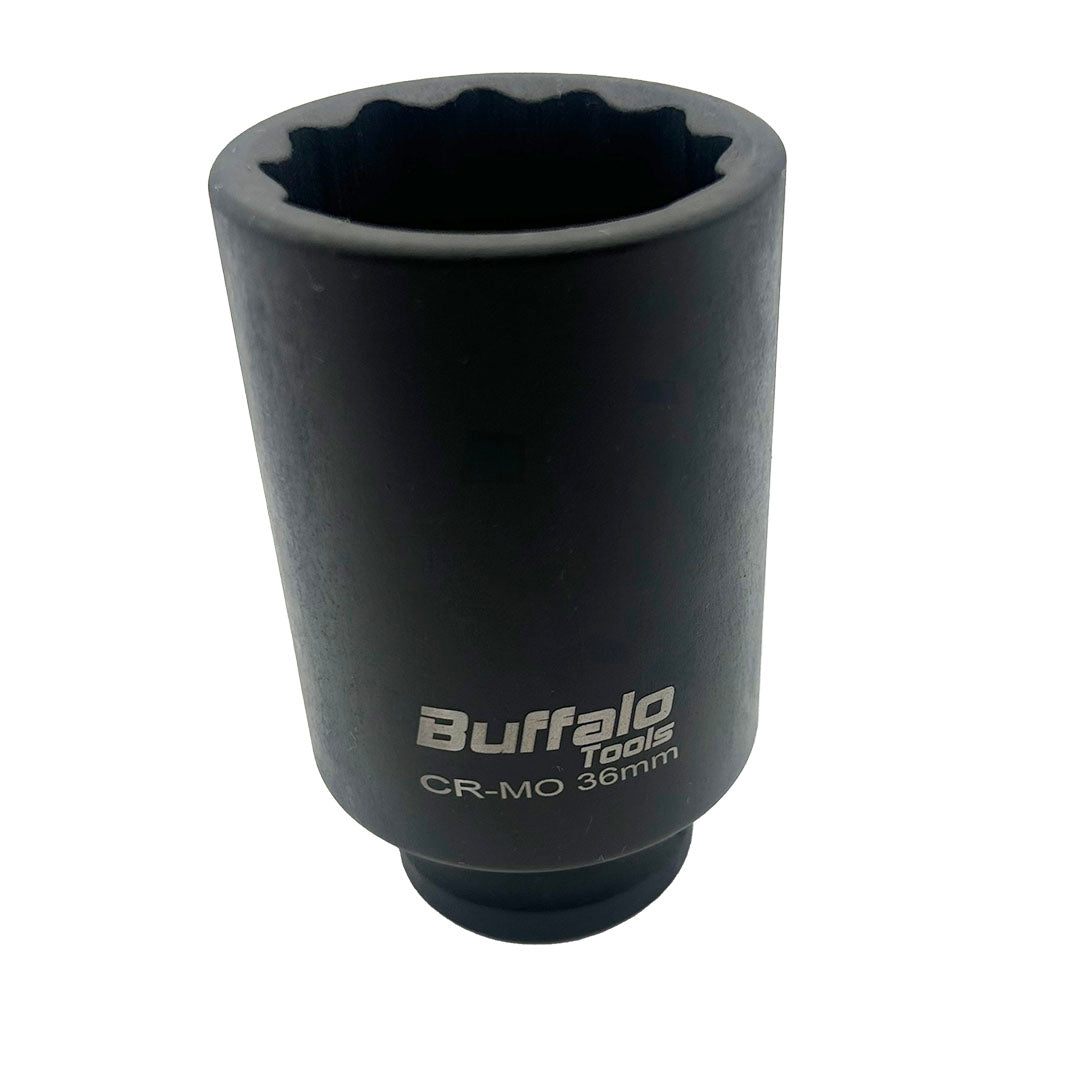 Buffalo Tools 36mm 1/2 inch Deep Impact Socket, Hub Nut, Flywheel 12 point Bi-Hex