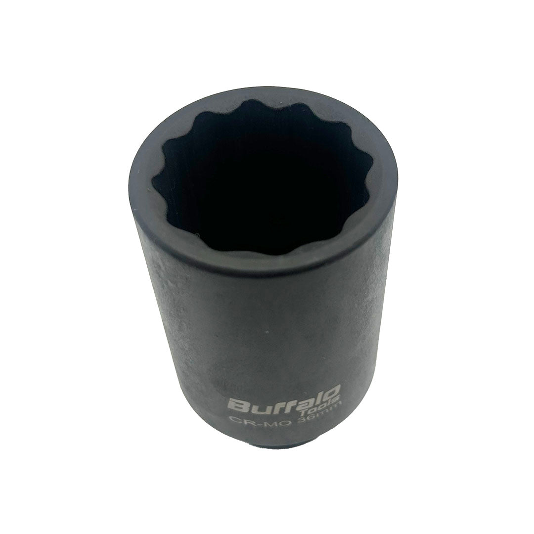 Buffalo Tools 36mm 1/2 inch Deep Impact Socket, Hub Nut, Flywheel 12 point Bi-Hex