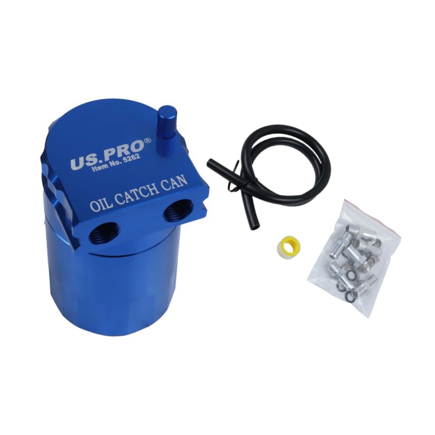 US PRO Universal Oil Catch Can Breather Reservoir Tank Kit Blue 300ml