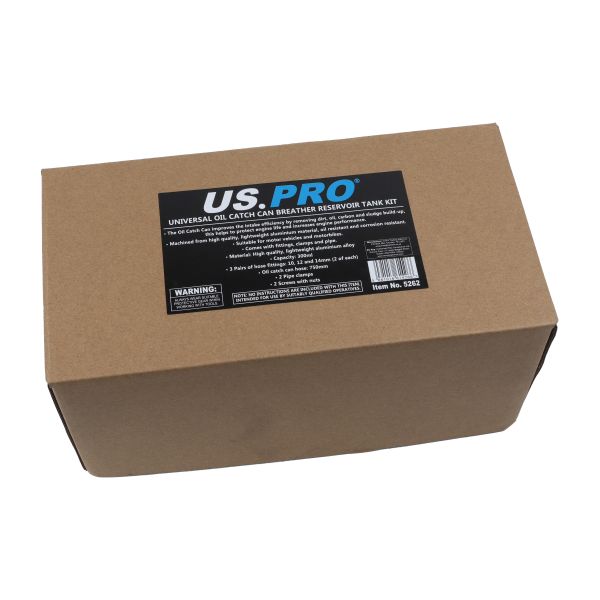 US PRO Universal Oil Catch Can Breather Reservoir Tank Kit Blue 300ml