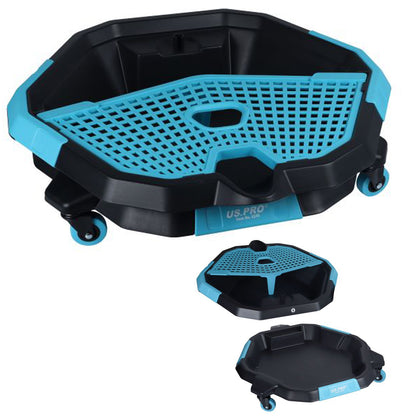 US PRO Tools 8 Litre Oil Drain Pan & Tool Caddy on Castors Garage Tray