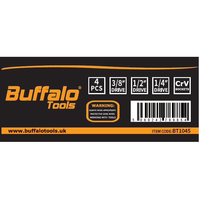 Buffalo Tools 4pcs Impact Socket Adaptor Set Step Up Step Down Reducers Converters Adapters