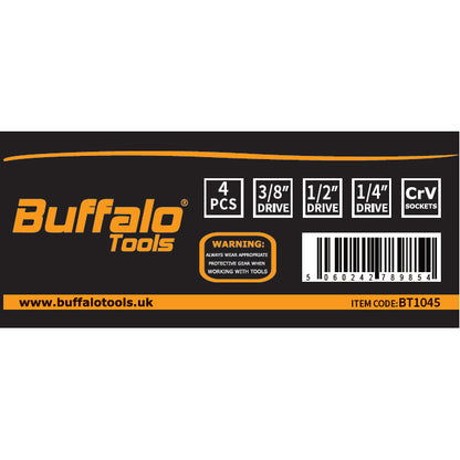Buffalo Tools 4pcs Impact Socket Adaptor Set Step Up Step Down Reducers Converters Adapters