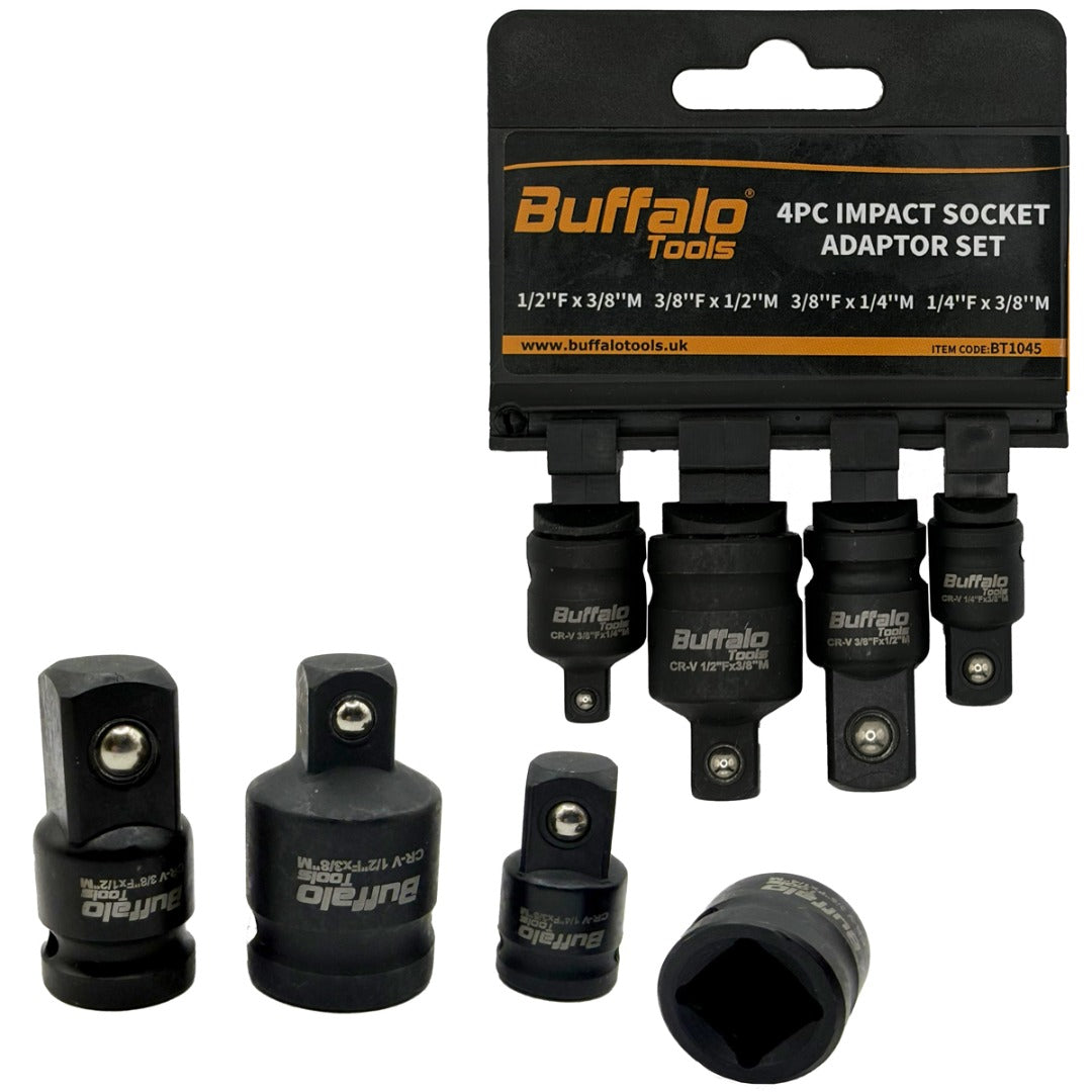 Buffalo Tools 4pcs Impact Socket Adaptor Set Step Up Step Down Reducers Converters Adapters