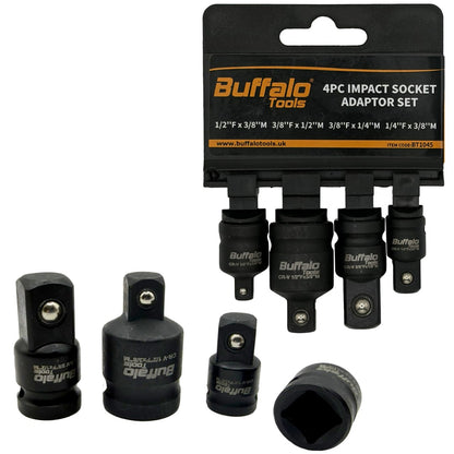 Buffalo Tools 4pcs Impact Socket Adaptor Set Step Up Step Down Reducers Converters Adapters