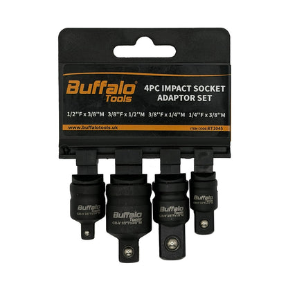 Buffalo Tools 4pcs Impact Socket Adaptor Set Step Up Step Down Reducers Converters Adapters