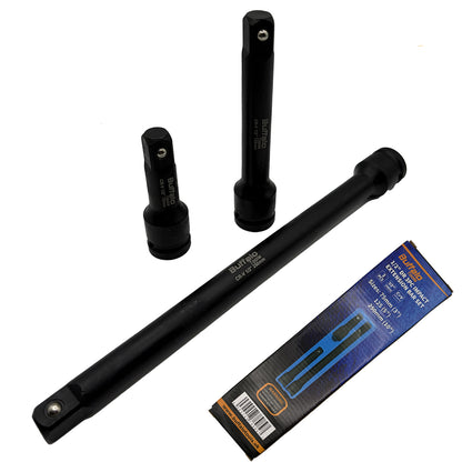 Buffalo Tools 1/2''Dr 3pc Impact Extension Bar Set 75mm 125mm 250mm