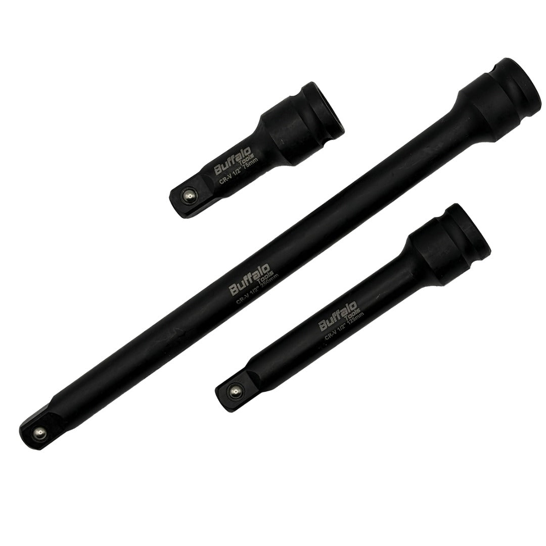 Buffalo Tools 1/2''Dr 3pc Impact Extension Bar Set 75mm 125mm 250mm