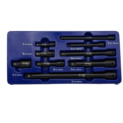 Buffalo Tools 9pc Impact Extension Bars Set 1/2'' 3/8'' 1/4'' 45mm to 250mm for Sockets