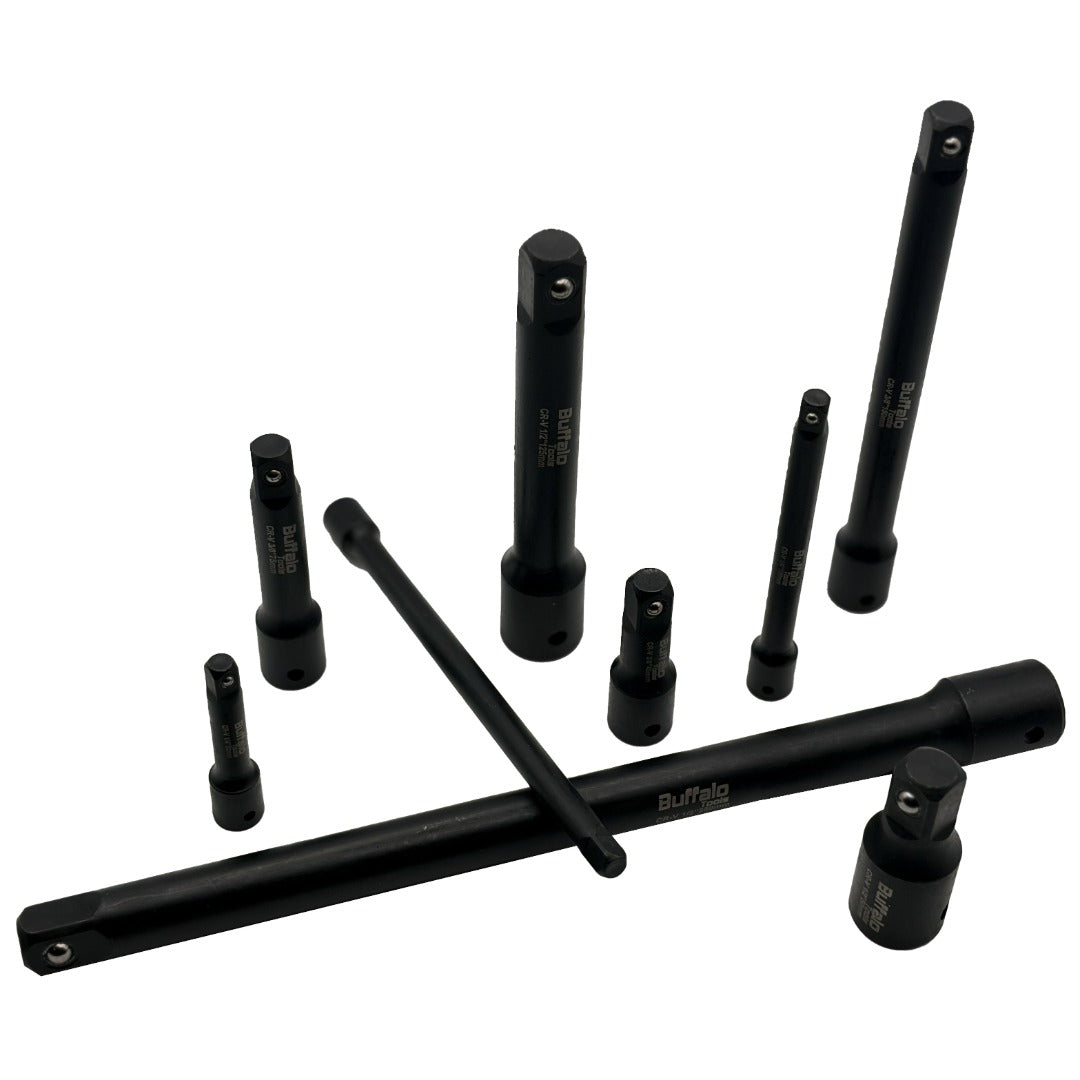 Buffalo Tools 9pc Impact Extension Bars Set 1/2'' 3/8'' 1/4'' 45mm to 250mm for Sockets