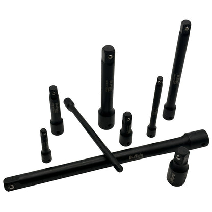 Buffalo Tools 9pc Impact Extension Bars Set 1/2'' 3/8'' 1/4'' 45mm to 250mm for Sockets