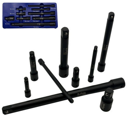 Buffalo Tools 9pc Impact Extension Bars Set 1/2'' 3/8'' 1/4'' 45mm to 250mm for Sockets