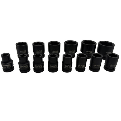 Buffalo Tools 14pc Impact Socket Sockets Set 1/2 Drive Metric Shallow 10mm - 32mm