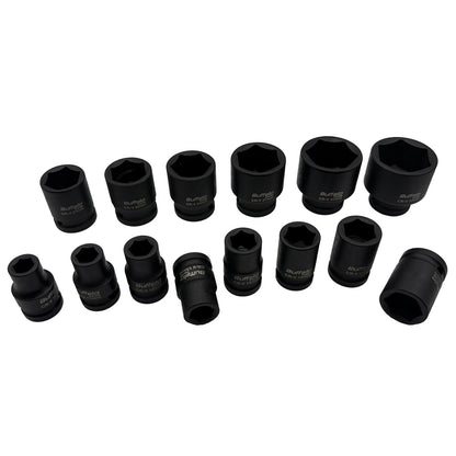 Buffalo Tools 14pc Impact Socket Sockets Set 1/2 Drive Metric Shallow 10mm - 32mm