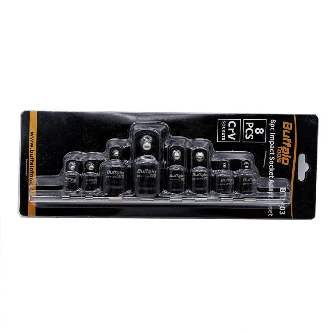Buffalo Tools 8pc Impact Socket Converter Reducer Adapter Set 1/2'' 1/4'' 3/8'' 3/4''