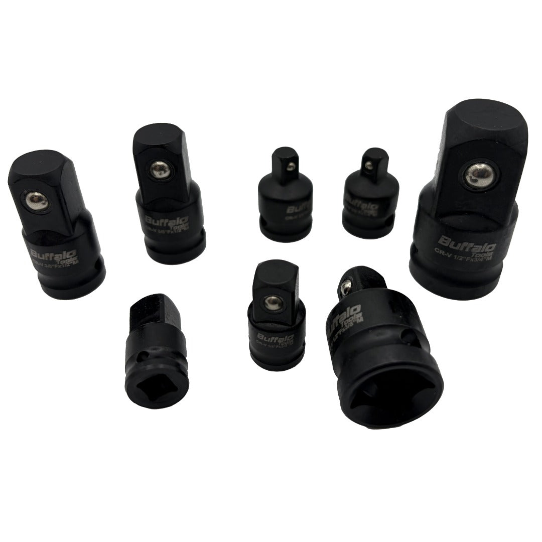 Buffalo Tools 8pc Impact Socket Converter Reducer Adapter Set 1/2'' 1/4'' 3/8'' 3/4''