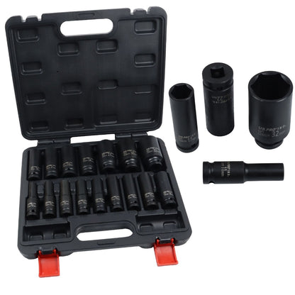 US PRO INDUSTRIAL 16pc 1/2 Dr 6-Point Deep Impact Socket Set European Style 10-32mm