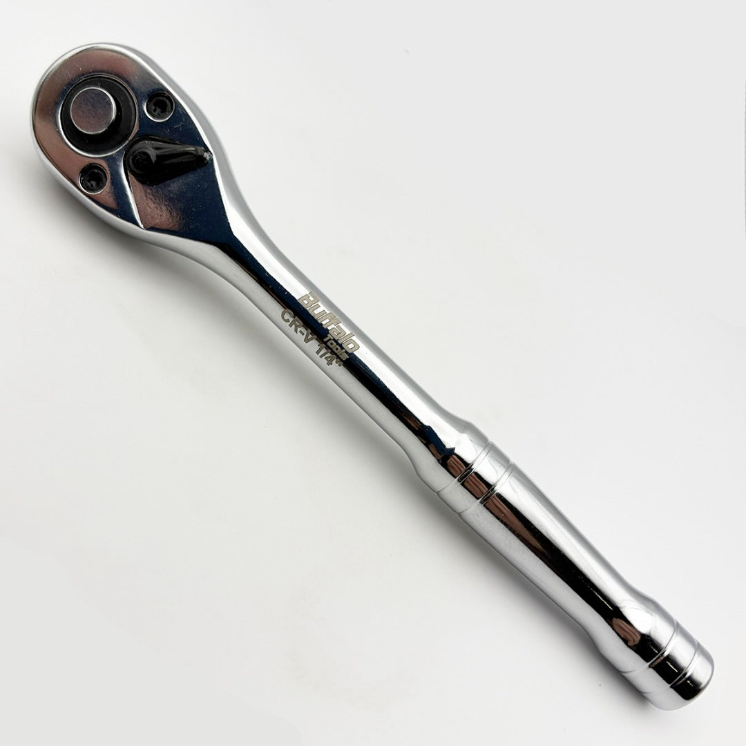 Buffalo Tools 1/4 Drive Quick Release Ratchet Reversible Straight 72t Socket Wrench