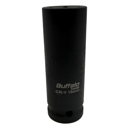 Buffalo Tools 19mm Deep Impact Socket 1/2 Drive Heavy Duty High Torque Chrome Vanadium Steel Drive 6 point