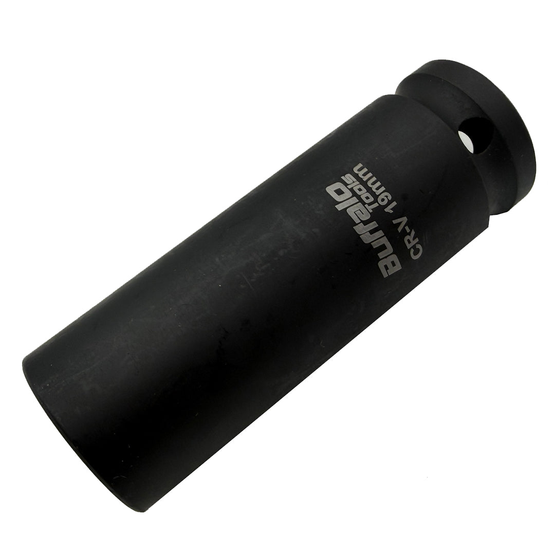 Buffalo Tools 19mm Deep Impact Socket 1/2 Drive Heavy Duty High Torque Chrome Vanadium Steel Drive 6 point