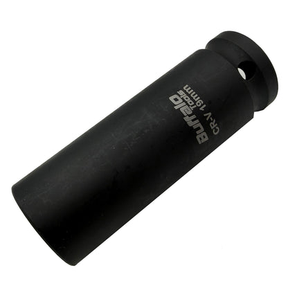 Buffalo Tools 19mm Deep Impact Socket 1/2 Drive Heavy Duty High Torque Chrome Vanadium Steel Drive 6 point