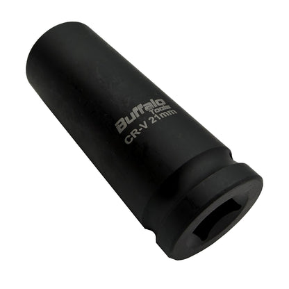 Buffalo Tools 21mm Deep Impact Socket 1/2 Drive 6 Point Metric long Single Hex