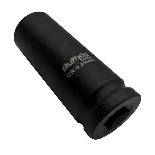 Buffalo Tools 21mm Deep Impact Socket 1/2 Drive 6 Point Metric long Single Hex