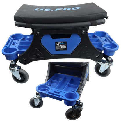 US PRO Tools Mechanics Rolling Stool with Storage Trays Drawer Steel Frame 5063