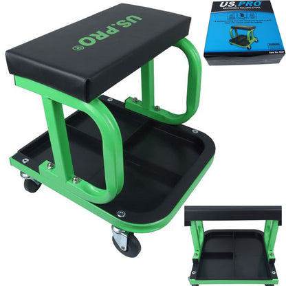US PRO Mechanics Rolling Stool Work Seat Garage Workshop Stool with Storage